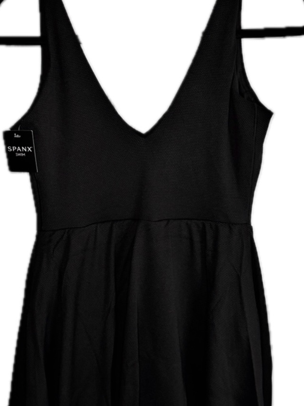 SPANX shaping pique Black V-Neck One-Piece Swim Dress size large nwt - Picture 11 of 16